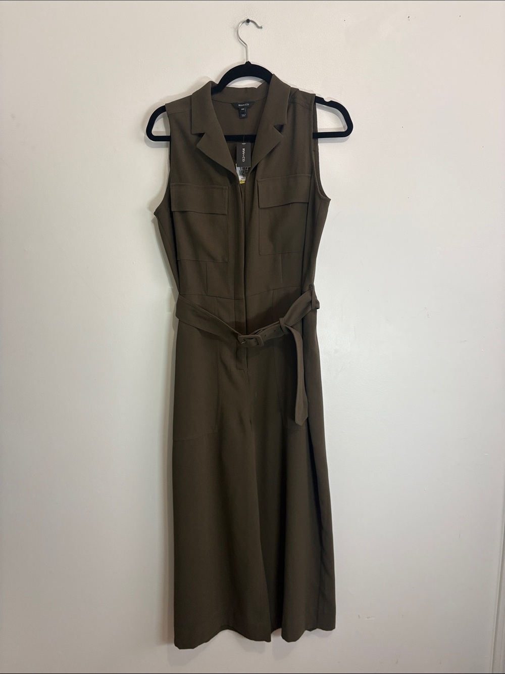 BNWT RW&CO. Olive Green Sleeveless Utility Jumpsuit with Belt size M - Picture 2 of 6
